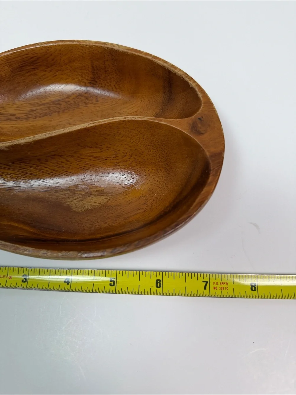Vintage Monkey Pod Wood Divided Serving Bowl Rustic Farmhouse Boho Catchall Dish
